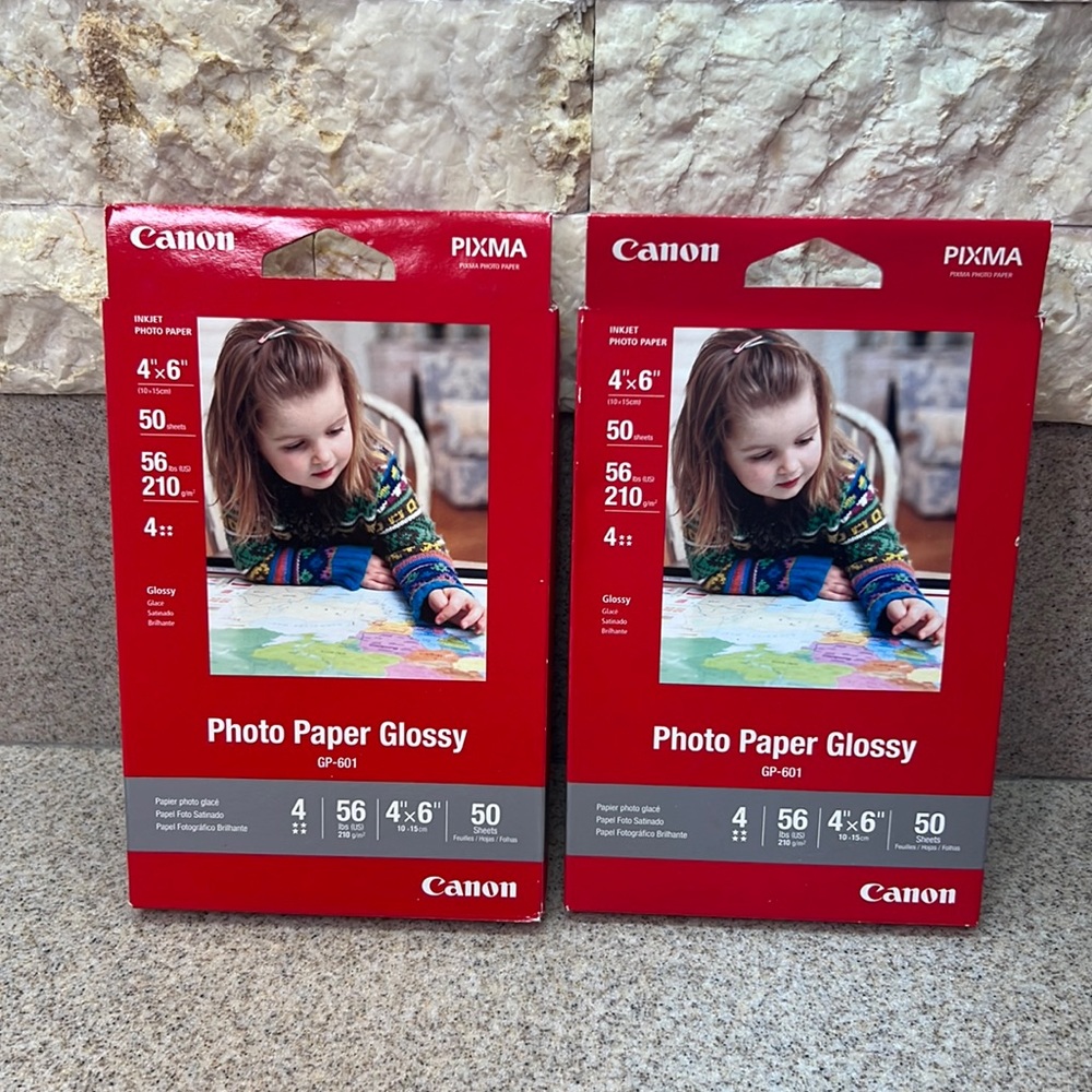 2 packs of Canon Pixma GP-601 Photo Paper Glossy 4"x6" 50 sheets in each pack